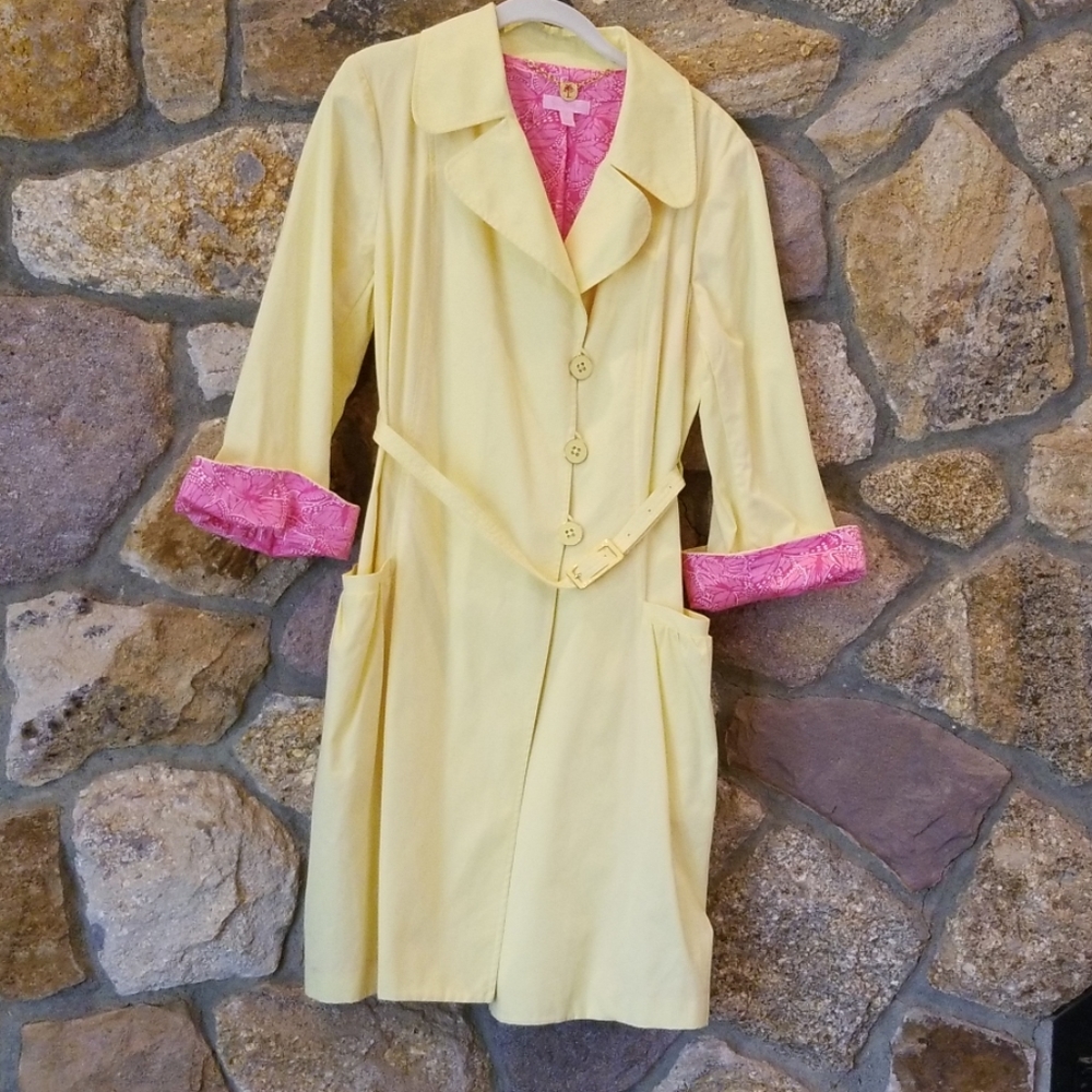 Lilly Pulitzer Yellow Cotton Trench Coat